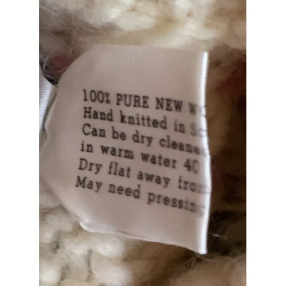 Hand Knit Fair Isle Sweater Wendy Stewart Pure Wool Beige Green Brown Sz S - Picture 6 of 6